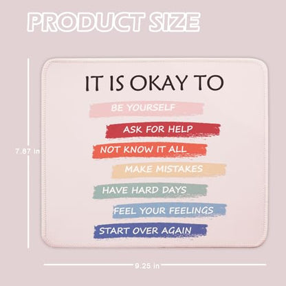 Mouse Pad for Desk with Stitched Edge, Premium Cute Washable Mouse Pads. Computer Mousepad with Non-Slip Rubber Base, Mousepads for Laptop, 9.25x7.75x0.12 inch (It's OK) - color: It's OK
