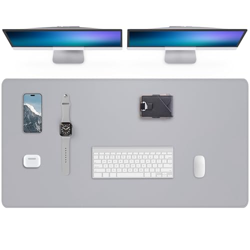 Extra Large Desk Mat 63"x17" - Non-Slip Office Desk Pad for Home & Work, Waterproof Keyboard Mouse Pad, Oversized Desk Protector for Laptop & Gaming (Light Grey) - color: Light Grye, size: 63" x 17"