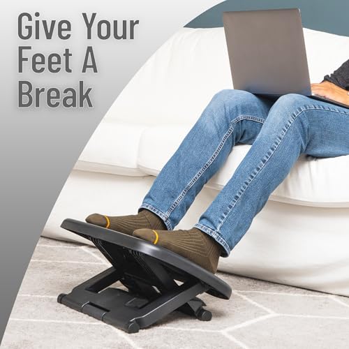 Mind Reader Adjustable Foot Rest with Elastomer Pad for Comfort and Support, Ergonomic Foot Platform, Height Adjustable, Black - size: Foot Rest with Elastomer Pad