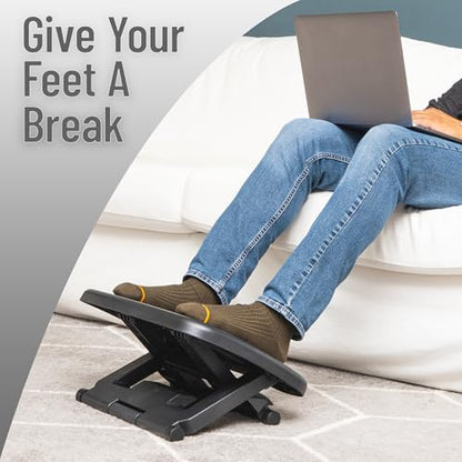 Mind Reader Adjustable Foot Rest with Elastomer Pad for Comfort and Support, Ergonomic Foot Platform, Height Adjustable, Black - size: Foot Rest with Elastomer Pad