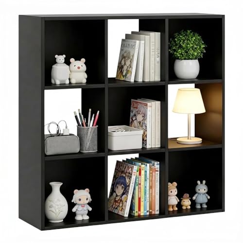 9 Cube Storage Organizer, Reversible Bookcase Shelf, Open Cube Bookshelf, Large Modern Storage for Living Room, Bedroom & Office, Black - color: Classic Black, size: 9-Cube