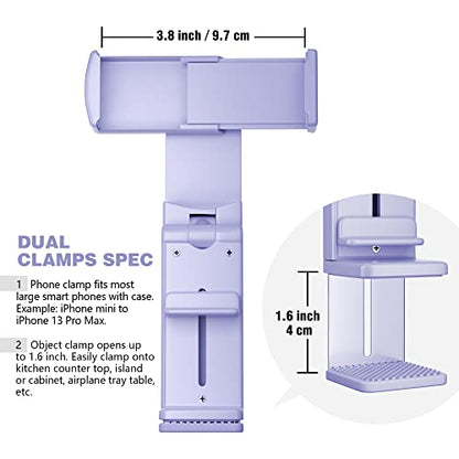 Perilogics Airplane Phone Holder Mount Universal in Flight Hands Free Viewing with Multi-Directional Dual 360 Degree Rotation (Lavender) - color: Lavender