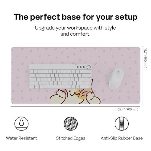 Pixio Mouse Pads - 36 x 16 inch XXL Squishy Cat Pink Multifunctional Large Desk Mats for Gaming, Office, Desktop Anti-Slip Waterproof Washable Computer Mouse Mat - color: Pink Squishy Cat