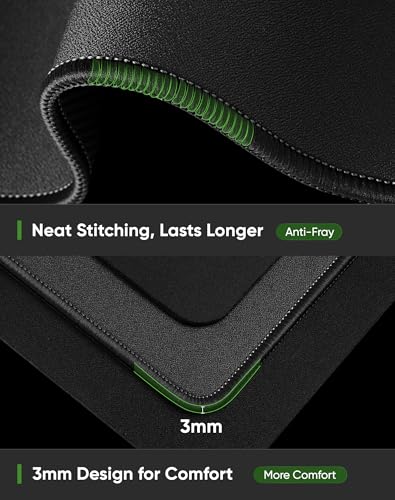 ALOANES Black Waterproof Desk Mat, Large Mouse Pad with Extended Mouse Mat, with Anti Slip Base, Stitched Edge, Grain Jacquard Surface, Perfect for Gamer, Office & Home, 3XL 15.74''x35.43''x0.12'' - color: Pro Black, size: 3XL(35.4" x 15.7")