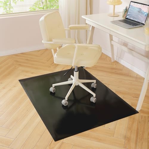 Black Office Chair Mat for Hardwood Floor, 30 x 48 Inch Computer Desk Chair Mat, Plastic Floor Protectors for Chairs, Heavy Duty Wood Tile Floor Mats for Home Laundry Dining Area - color: Black for Hard Floor, size: 30 X 48 Inch