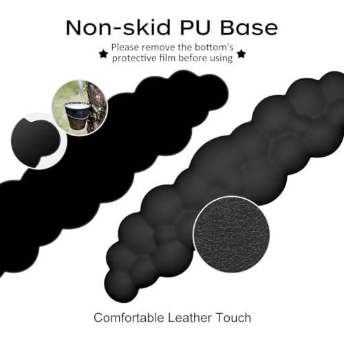 JIKIOU Upgrade Leather Cloud Keyboard Wrist Rest, Cloud Wrist Rest with Non-Slip PU Base, Comfortable Memory Foam Wrist Rest for Computer Laptop Mac Gaming Office and Pain Relief Christmas Wish Gift - color: 03matte Black
