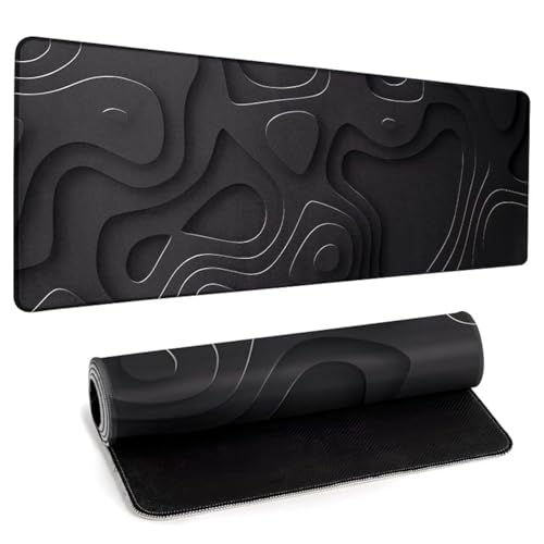 Large Anime Gaming Mouse Pad Black Solid Geometry Desk Pad Computer Keyboard Mat Non-Slip Rubber Base Office Decor Waterproof Mouse Mat - color: Black Solid Geometry