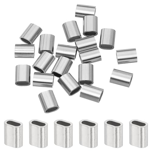 uxcell 1/8"(2.5mm) Wire Rope Stop Sleeve, 304 Stainless Steel Cable Wire Rope Crimping Loops Sleeve Ferrules for Cable Ferrule, Silver 20Pcs - size: 1/8"(2.5mm)