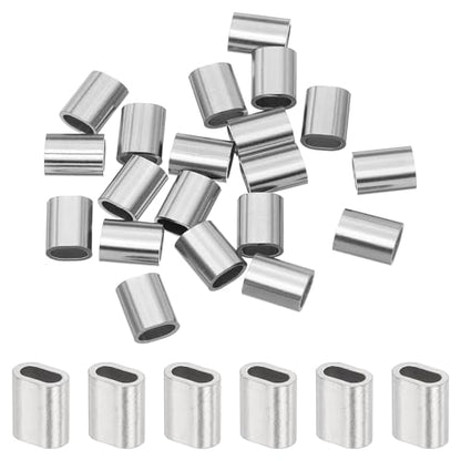 uxcell 1/8"(2.5mm) Wire Rope Stop Sleeve, 304 Stainless Steel Cable Wire Rope Crimping Loops Sleeve Ferrules for Cable Ferrule, Silver 20Pcs - size: 1/8"(2.5mm)