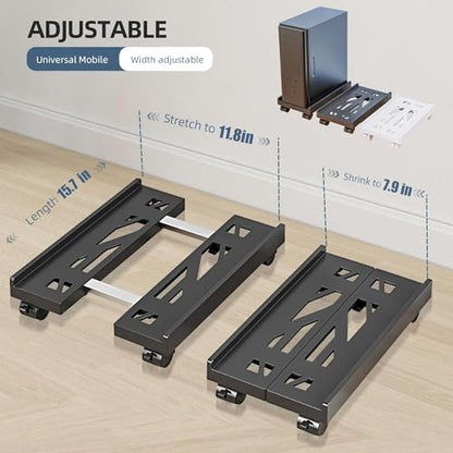 Adjustable Mobile CPU Stand, Ventilated Computer Tower Stand with 4 Caster Wheels Fits Most PC Tower, Under Desk CPU Holder PC Floor Cart Computer Riser for Students and Gamers (Gray) - color: Regular Gray