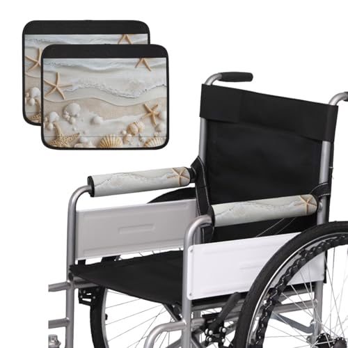 Wheelchair Armrest Covers Beach Shell Starfish Wheel Chair Accessories Adults 2 Pack Wheelchair Arm Pads for Office Transport Chair - color: Beach Shell Starfish