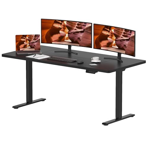 Dual Motor Standing Desk, Large Stand Up Desk, 63x28 Inches Electric Sit Stand Desks, 4 Memory Preset Adjustable Height Desks Home Office Desks(Black) - color: Black, size: 6328