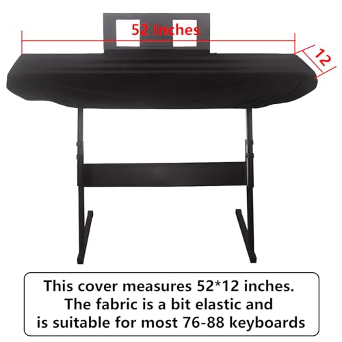 Premium Suede Digital Piano Keyboard Cover for 76-88 Keys - Dust Protection with Elastic Drawstrings & Dual Music Stand Zippers - Play Without Removing - Minimalist Pure Black