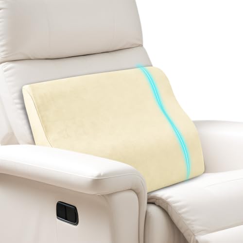 Lumbar Support Pillow for Recliner,Large Memory Foam Back Support Cushion for Sofa & Gaming Chair, Ergonomic Backrest Pillow for Elderly, Comfortable Couch Cushion with Machine Washable Cover,Beige - color: Beige