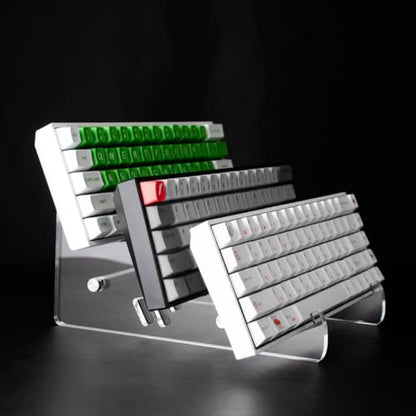 Elsjoy 2 Pack Acrylic Display Stand, 3-Tier Mechanical Keyboard Holder, Desktop Clear Rack Computer Storage Shelf for 6 Keyboards (Each Holds 3)