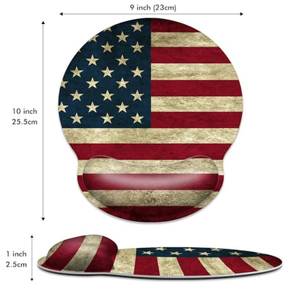 Ergonomic Mouse Pad with Wrist Support,American Flag Mouse Pad with Wrist Rest,Relieve Wrist Pain Mousepad Non-Slip Rubber Base,Mouse Pads for Desk,Computers,Laptop,Office,Home,Gaming,Accessories - color: American Flag