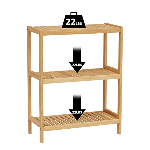 Bamboo Bathroom Shelf, Stand Utility Storage Shelf Multifunctional Bathroom Kitchen Living Room Holder Plant Flower Stand (3-Tier) - size: 3-Tier-1