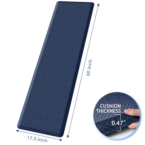 Mattitude Kitchen Mat Cushioned Anti-Fatigue Floor Mat Water Resistant Non-Slip Mats and Rugs Standing and Comfort Desk Mats for House Sink Office Laundry (Blue, 17.3"x60") - color: Blue, size: 60"L x 17.3"W x 0.5"Th
