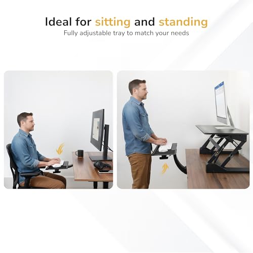 Mount-It! Under Desk Keyboard Tray, Adjustable Slide-Out Keyboard & Mouse Platform, 26.5" W × 10" D, Ergonomic Wrist Rest, Height Tilt & Swivel, Heavy-Duty Bolt-On Keyboard Drawer