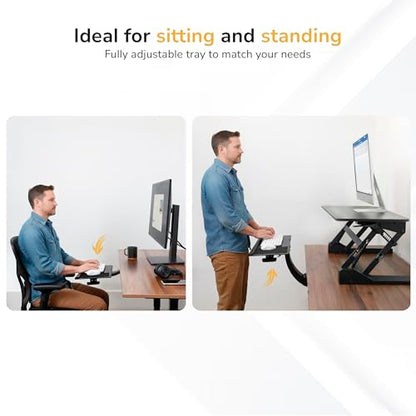 Mount-It! Under Desk Keyboard Tray, Adjustable Slide-Out Keyboard & Mouse Platform, 26.5" W × 10" D, Ergonomic Wrist Rest, Height Tilt & Swivel, Heavy-Duty Bolt-On Keyboard Drawer