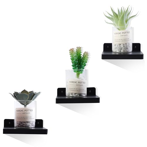 Small Floating Shelf, Set of 3 Black Shelf for Wall Decor Storage Wall Mounted Small Shelf for Bedroom Living Room Bathroom Kitchen -5x5 Inch - color: Black, size: 5 Inch-3 Pcs