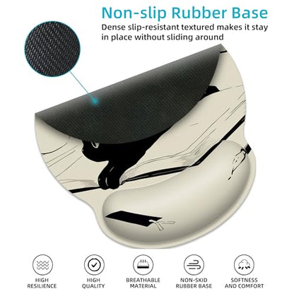 Ergonomic Mouse Pad with Wrist Support,Kawaii Anime Black Cat Mouse Pad with Wrist Rest,Relieve Wrist Pain Mousepad Non-Slip Rubber Base,Mouse Pads for Desk,Computers,Laptop,Office,Home,Accessories - color: Kawaii Anime Black Cat