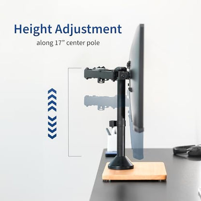 VIVO Freestanding Dual Monitor Stand with Solid Wood Base and Adjustable Arms, Mounts 2 Screens up to 32 inch and 22 lbs Each, Black, STAND-V002FD-B - color: Black/Wood, size: 13" to 32" Screens