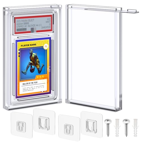 2 Pack Graded Card Display Case Compatible with PSA Graded Cards, Acrylic Card Sleeves Display Frame Wall Mount Slab Protector for Trading, Sports, Game Cards