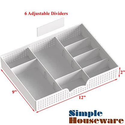 Simple Houseware Desk Monitor Stand Riser with Adjustable Organizer Tray, White - color: White