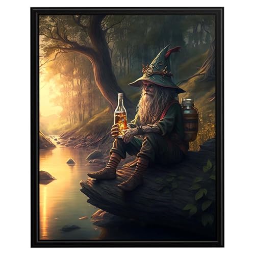 InkFlow Posters Gnome Poster - Whimsical Wall Décor for Home, Studio, or Office, Perfect for Fantasy Lovers and Creative Spaces - 18x24 Unframed Canvas Print - color: Style-02, size: 18"L x 24"W