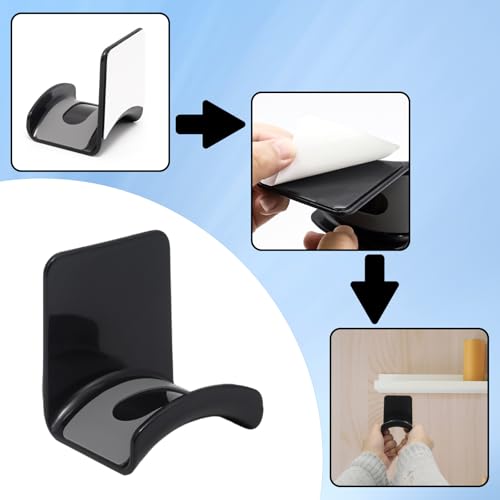 1Pcs Black ABS Plastic Headphone Stand Hanger, Table Wall Mount Headset Holder Hook, Adhesive Earphones Hangers for Desk Headphone Hanger, Most Headphones and Controller - color: Black, size: Wall Mount