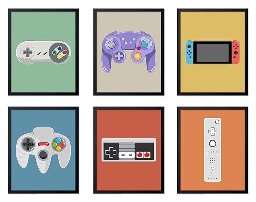 Poster Master 6-Piece Video Game Controllers Print - Gaming Poster - Geeky & Pop Art - Retro Consoles Design - Colorful Game Room or Teen Boy's Room Decor - 16x20 UNFRAMED Wall Art - color: Style-04, size: 16"L x 20"W