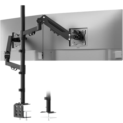 Stacked Monitor Mount - Extra Tall Vertical Monitors Stand for 17-40 Inch Screen, Fully Adjustable and Hold 26.4 lbs per Arm, VESA 75/100 mm