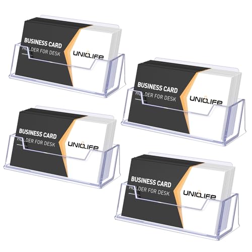 Uniclife 4 Pack Acrylic Business Card Holder for Desk 1 Slot Clear Business Card Display Stand for Men & Women Desktop Business Card Organizer Card Stand for Office Home Exhibition, 60 Card Capacity - color: 1 Slot, size: 4 Pack