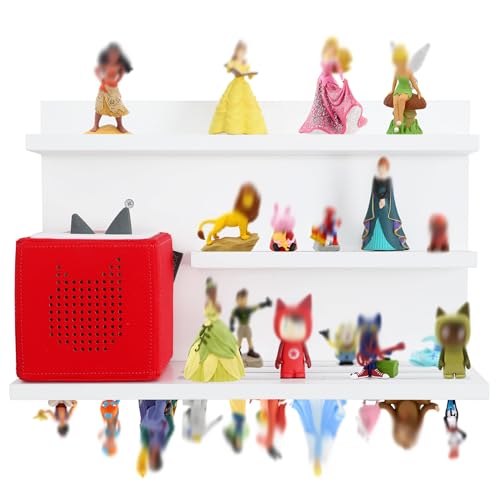 PHOENANCEE for Tonies Shelf Magnetic,for Toniebox Figures Storage Display Shelf 40-48 Character,Wall Floating Shelves Wooden,Compatible Charging Station for Children Kid's Room,Pine,3 Tier - color: White, size: 3-Tier