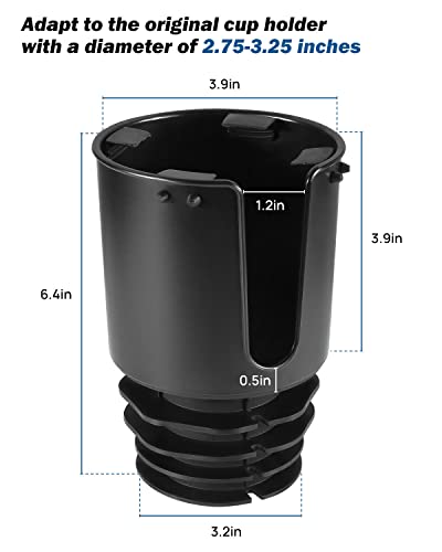 JOYTUTUS Large Stable Cup Holder Expander for YETI, Hydro Flask, Hold 18-40 oz Bottles and Mugs, Car Cup Holder Adapter with Adjustable Rubber Base