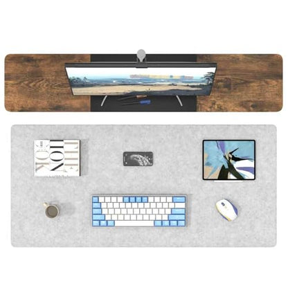 DAWNTREES Non-Slip Felt Desk Mat | 36''x16'' | Large Computer Desk Mat Keyboard and Mouse Pad | Office Desktop Pad Protector (Light Grey) - color: Light Grey, size: 36" X 16"