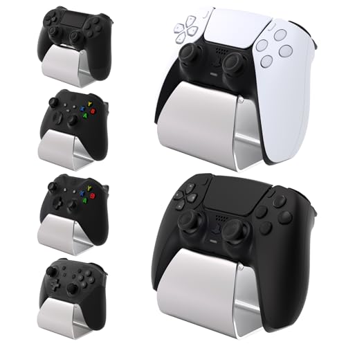 playvital 2 Pack Stand-AL Controller Stand for ps5, for ps4, Aluminium Metal Display Gamepad Holder for Xbox Series X/S, Xbox One, Switch 2 Pro, Universal Desktop Controller Supporter, Silver - color: Silver 2 Set
