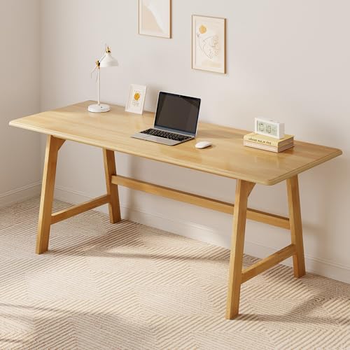 IOTXY Solid Wood Writing Table - 60" W x 24" D Minimalist Computer Desk for Home Office, Work, Study, Creativity, and PC Workstation, Oak - color: Oak, size: 60" W