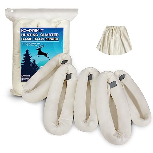 Game Bags Elk, 5-Packs Rolled Game Bags Deer, Reusable & Breathable Big Hunting Meat Bag with Reflective Tags for Elk, Caribou, Deer and Moose, Essential Hunting Accessories - size: 60 inch