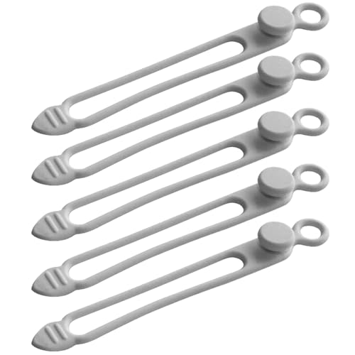 TENOC Silicone Cable Ties 5 Pcs Grey Reusable Cable Holder Elastic Cord Straps Flexible Wire Organizer for Phone Tablet Charging Cable and Headset or Others - color: Grey, size: 4.2 Inch 5 Pcs