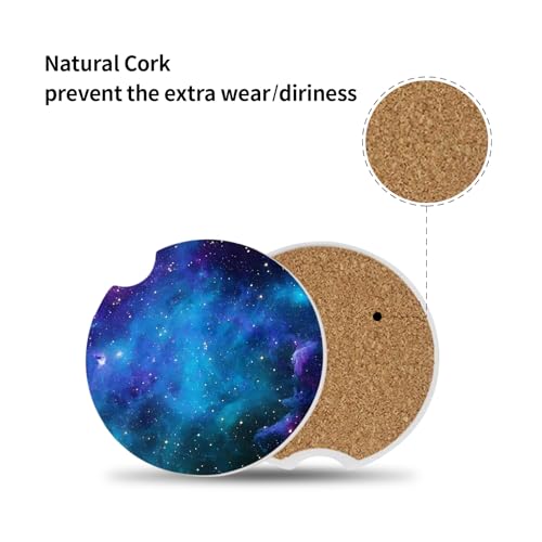Car Coasters Pack of 2,Nebula Galaxy Ceramic Cup Holders Car Coasters,Keep Cup Holders Clean and Dry,Drink Cup Car Holder Coasters with A Finger Notch - color: Nebula Galaxy