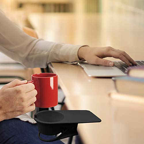 Dirza Upgraded Clip On Cup Holder for Office Chair Table Desk Side to Hold Coffee Mug Water Soda Tea Drinking Bottle Black - color: Black