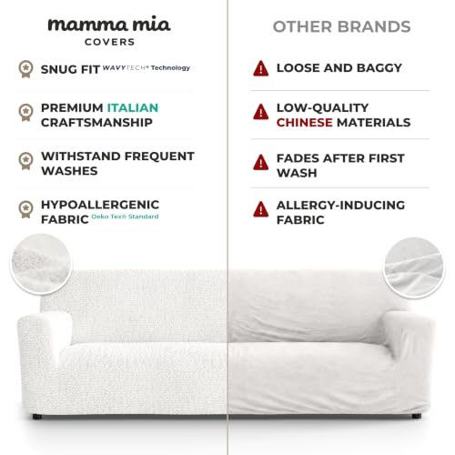 Premium Stretch Couch Covers for Sofa - Sofa Chair Cover Washable, Dogs & Pets Friendly - Elastic Polyester Loveseat Slipcovers - Non-Slip Love Seat Couch Covers - Crisp White (86"-120" Wide) - color: Crisp White, size: 86"-120" Wide