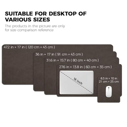 XXLarge Gaming Desk Pad with Stitched Edges - Waterproof Writing Pad Leather Mouse Mat, Non-Slip Base Desk Mat for Office/Home 47"x17" XXL Dark Coffee - color: Dark Coffee, size: 47" x 17"