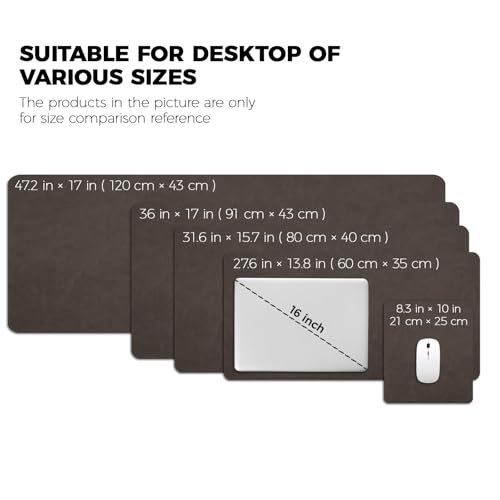 Large Gaming Desk Pad with Stitched Edges - 2mm Thickness Leather Mouse Mat, Non-Slip Base Desk Mat for Office/Home 31.5"x 15.7" L Dark Coffee - color: Dark Coffee, size: 31.5" x 15.7"