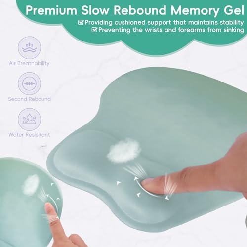 Mouse Pad with Wrist Rest Ergonomic Mouse Pad with Comfortable M-Shape Pain Relief Wrist Support Non-Slip PU Base Mousepad for Laptop, Office & Home (Cyan) - color: Cyan