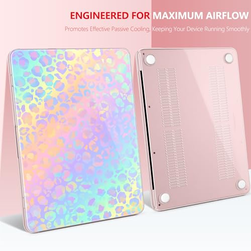 DONGKE Compatible with MacBook Neo 13 Inch Case 2026 A3404 A18 Pro chip & Touch ID, Plastic Hard Shell with Keyboard Cover, Screen Protector & Dust Plugs, Colorful Leopard - color: Colorful Leopard