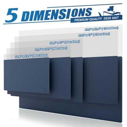 K KNODEL Small Office Leather Desk Mat, Mouse and Keyboard Pad, Computer and Laptop Mat, Desktop Protector and Cover, Writing Pad and Blotter (23.6"x13.8", Dark Blue) - color: Dark Blue, size: 23.6" x 13.8"