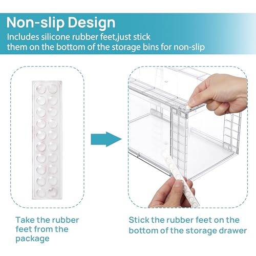 Vtopmart 4Pack Large Stackable Pantry Storage Drawers, Clear Organizer Bins with Handles, Acrylic Drawer Organizers for Kitchen, Pantry, Bathroom Undersink, Cabinet Organization and Storage - size: 4Pack 7"H